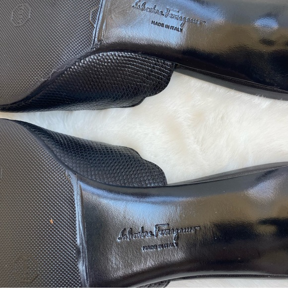 NWOB Salvatore Ferragamo Scalloped Accent Kitten Heel Mules | 7-1/2 - Picture 7 of 8